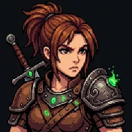 Guerreira em pixel art